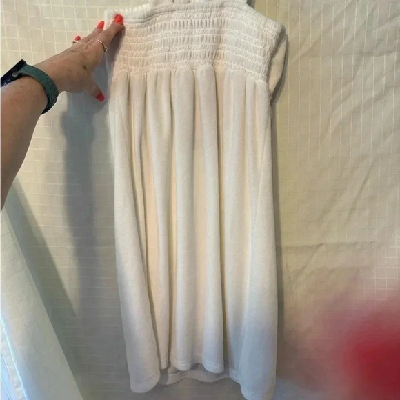 NWT Juicy By Juicy Couture White Smocked  Terry Cloth  Coverup Dress Size Medium - Picture 2 of 4